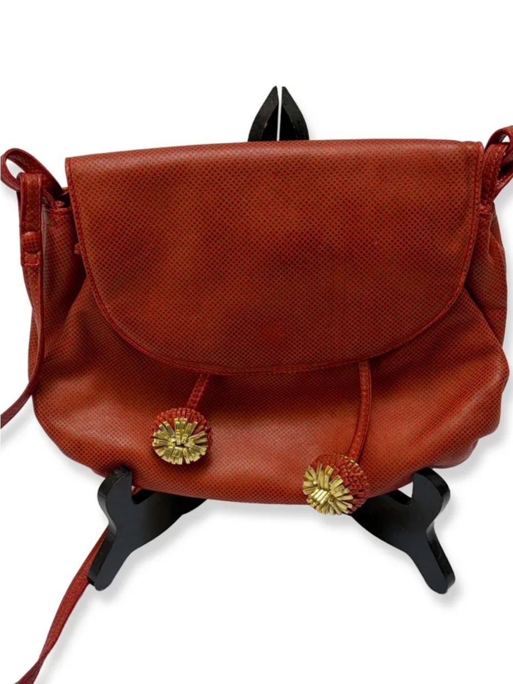 Bottega Veneta Rust Red Woven Leather Shoulder Bag. Vintage